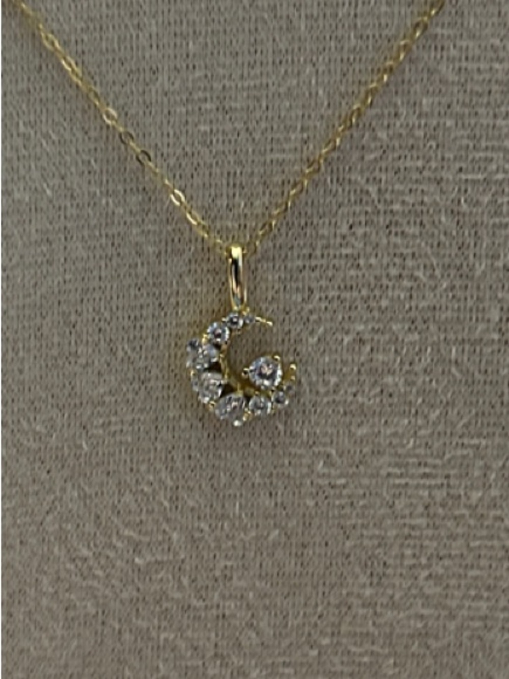 Moon and Star AAA CZ Pendant on a Gold Finish over Italian S925 Silver 16” Chain
